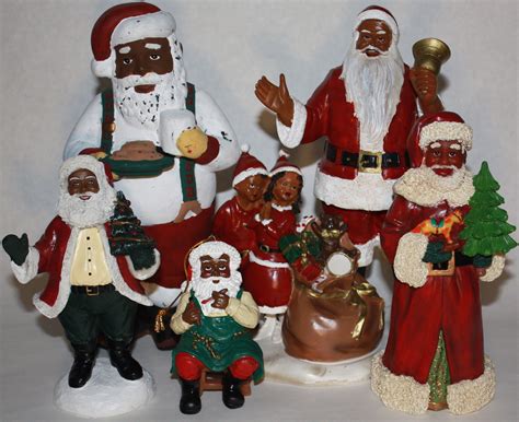 Black African American Santa Group Black Christmas Decorations Black