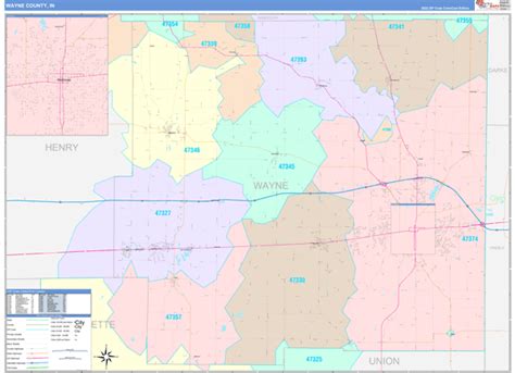 Wayne County In Wall Map Color Cast Style By Marketmaps Mapsales