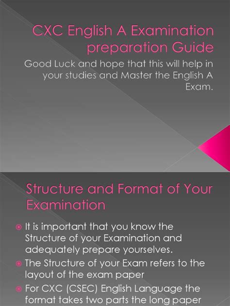Cxc English A Examination Preparation Guide Pdf Test Assessment