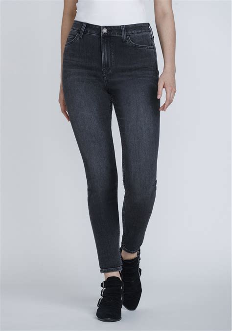 Womens Washed Black High Rise Skinny Jeans Warehouse One