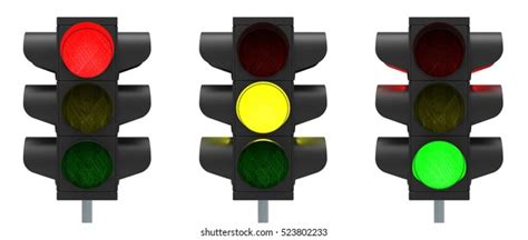 Traffic Lights Red Yellow Green Isolated Stock Illustration 523802233