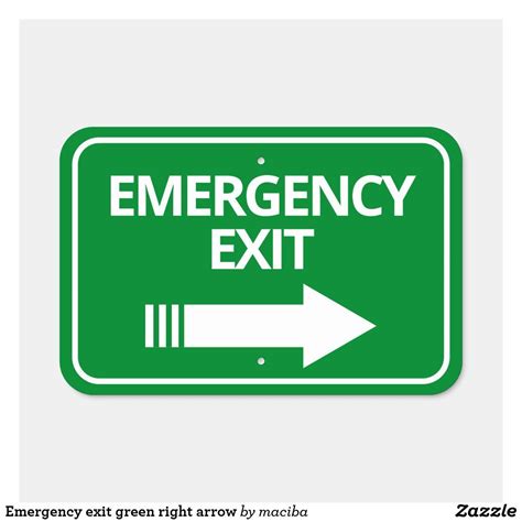 Emergency Exit Green Right Arrow Metal Sign Zazzle