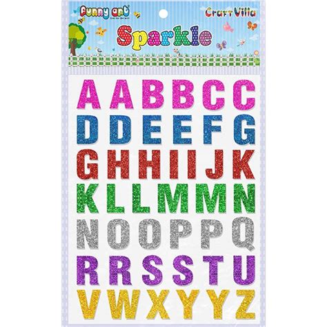 812 Inch Assorted Colors Sparkle Alphabet Glitter Sticker Packaging