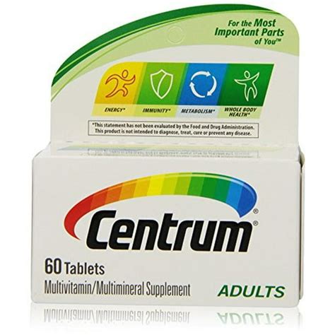 Centrum Adult Multivitaminmultimineral Tablets 60 Ct Box Walmart