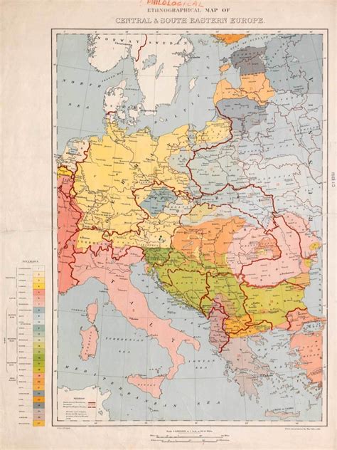 Mapa etnograficzna Europy Środkowej i Południowo Wschodniej z roku