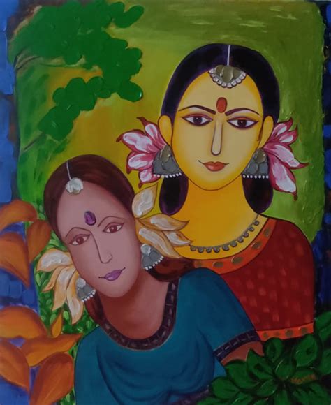 Buy Radha With Sakhi Handmade Painting By Monika Sanwal Codeart8134