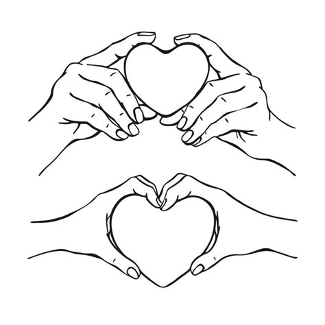 hands holding heart hand drawn vector illustration on white background for your design