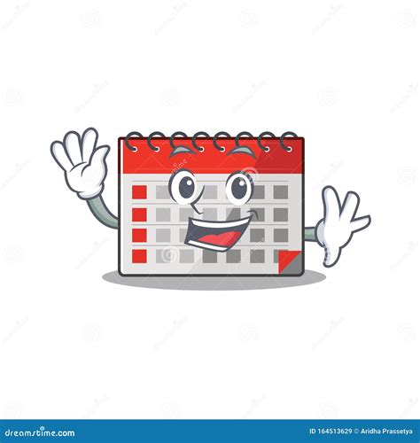 Character Calendar Isolated With In Cartoon Waving Stock Vector