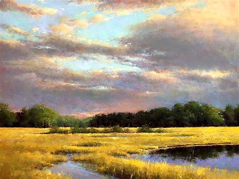 Marsh Golds By Jacob Aguiar Pastel 30 X 40 Landscape Art Painting