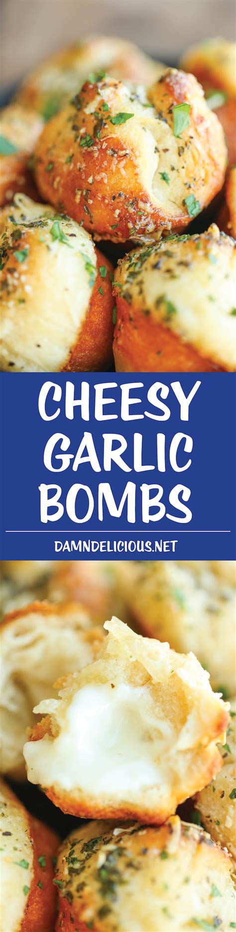 These cheesy garlic crescent roll bombs were amazing! Cheesy Garlic Bombs - Damn Delicious