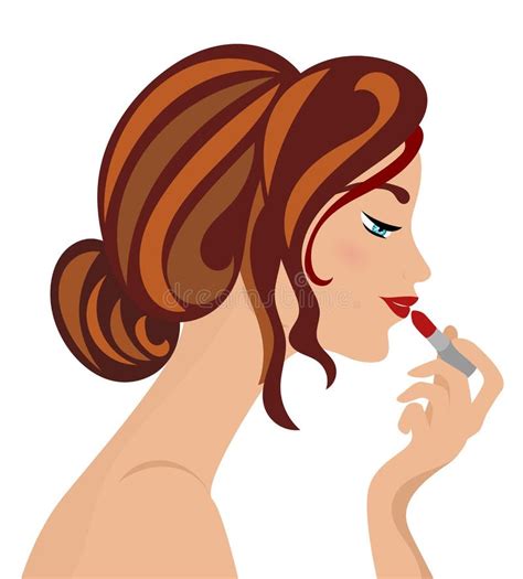 Woman Applying Lipstick Stock Vector Illustration Of Young 23527060