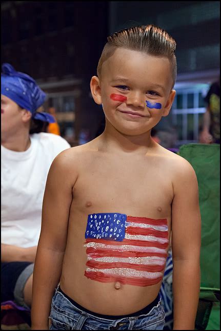 Little Boy With An American Flag Painted On His Stomach Photograph By
