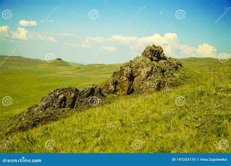 Mountains And Steppes Of Khakassia In Sunny Summer Stock Image Image