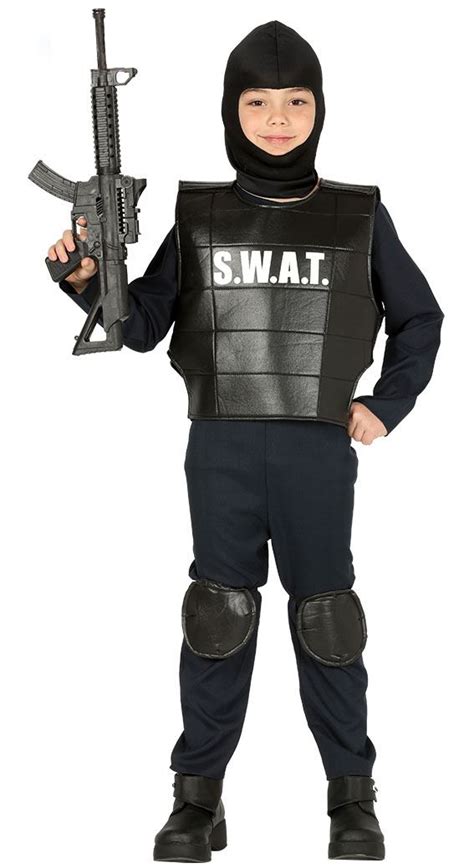 Boys Swat Team Commander Police Cop Fancy Dress Costume Kids Outfit Ebay