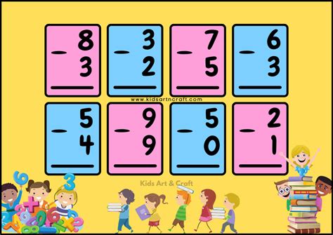 Easy Subtraction Flashcards For Kids Free Printables Kids Art And Craft