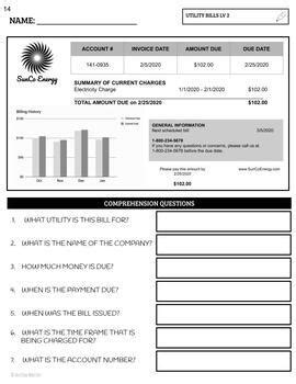 Reading Utility Bills Worksheets By Adulting Made Easy Aka Spedadulting