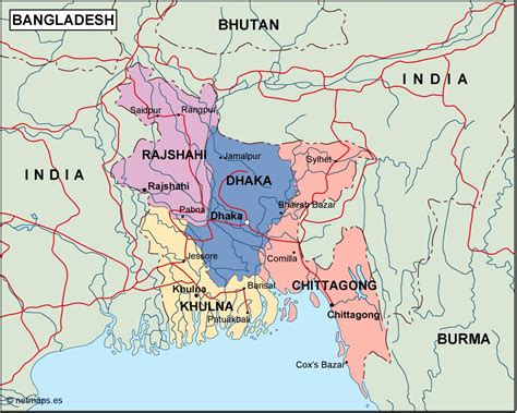Bangladesh Mapa Politico Vectorial Digital Order And Download