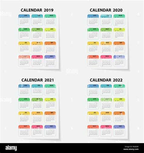 El Calendario 2019 2020 2021 Y 2022 Calendar Templatedesign