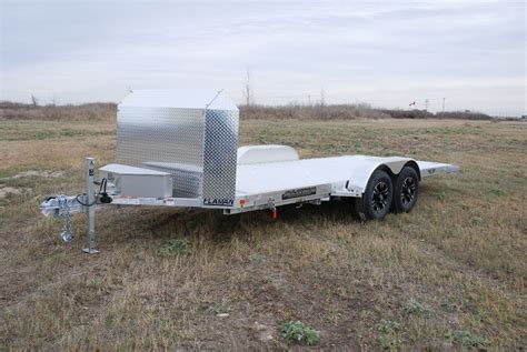 Good condition used trailer, self contained electric hyd. Aluminum Car Hauler Trailer