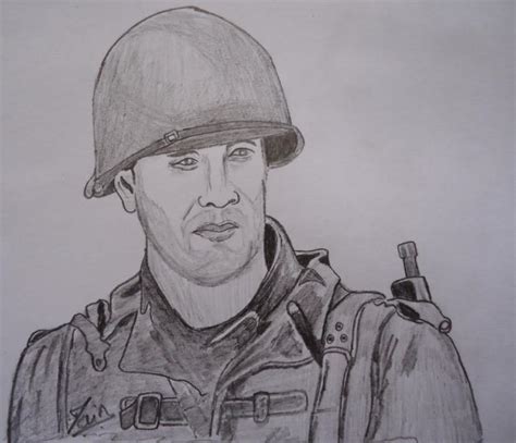 Pencil Sketches And Painting Portrait Of Soldier