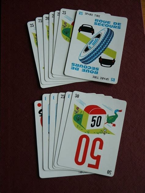 Vintage Mille Bornes French Game Cards Set Of 10 Etsy