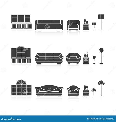 Set Of Silhouettes Furniture Stock Vector Illustration Of Furniture