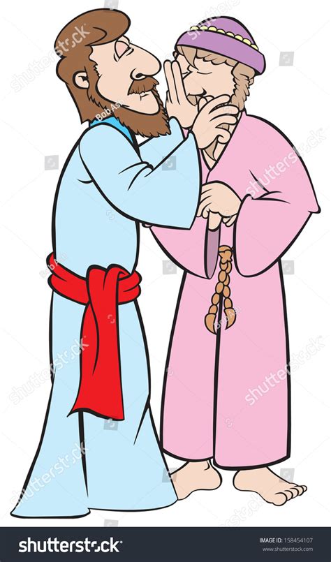Cartoon Art Of Jesus Healing A Blind Man Stock Vector Illustration