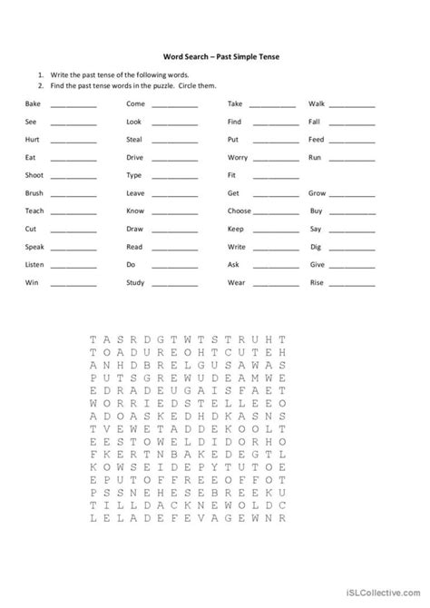 Word Search Past Tense Word Search English ESL Worksheets Pdf Doc