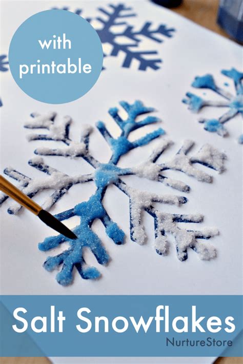 Salt Glue And Watercolor Painting To Make Snowflake Art