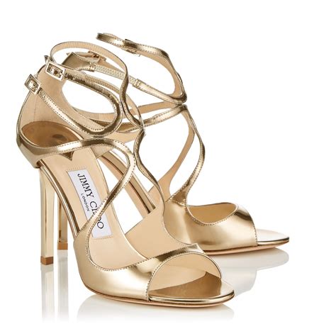 Jimmy Choo Lang Mirrored Leather Sandals In Gold Metallic Lyst My Xxx