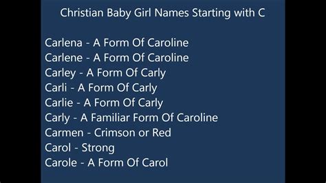 Baby name encyclopedia from the baby name wizard: Christian Baby Girl Names C - YouTube