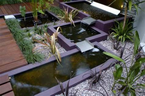 Comfy Minimalist Garden House With Fish Pond Ideas Modern