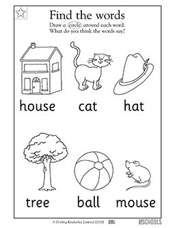 kindergarten reading worksheets word lists  activities greatschools