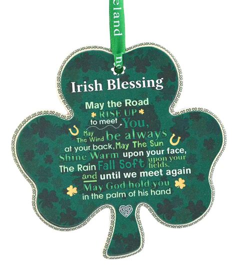 Shamrock Shaped Ceramic Plaque With Traditional Irish Blessing