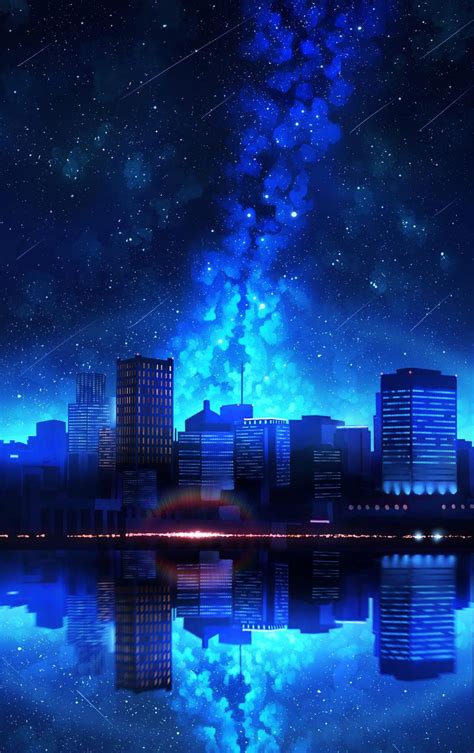 Wallpapers Day Night Water Starry Sky City