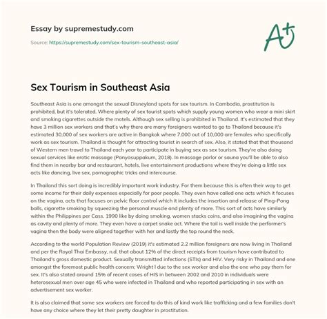 Sex Tourism In Southeast Asia Free Essay Example 439 Words