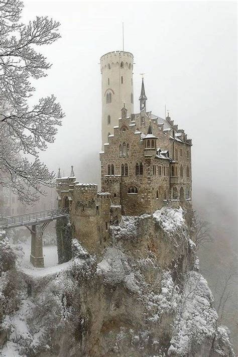 Winters Day At Lichtenstein Castle Situated On A Cliff Located Near