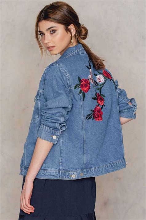 flower embroidery denim jacket denim jacket fashion stylish knitwear