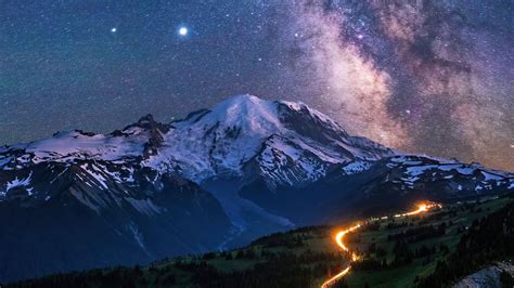Les Fonds Décran Voie Lactée Mont Saint Helens Galaxie Atmosphère