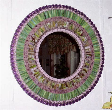 Mosaic Mirror Mixed Media Stained Glass Art Purple And Green Etsy Mosaic Mirror Mosaic