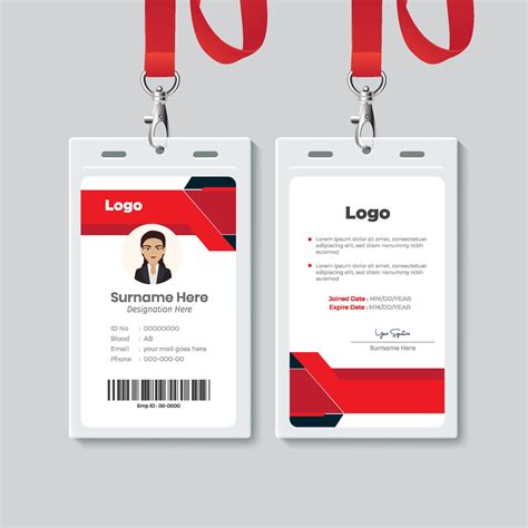 Free Vertical Employee Id Card Design Template Printable Templates