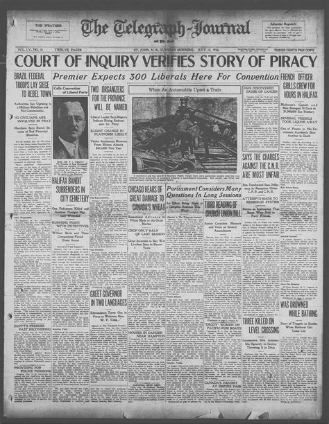 Telegraph Journal 1923 New Brunswick Historical Newspapers Project
