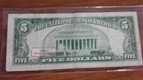 1963 Red Seal Star Note 5 Dollar Bill