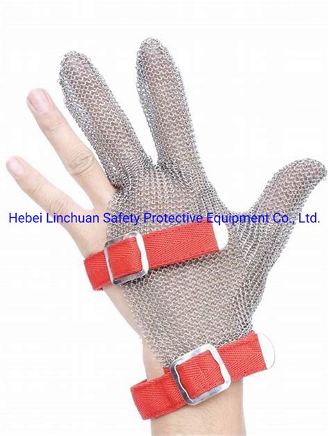 Five Fingers Stainless Steel Ring Mesh Safety Glove For Cut Puncture