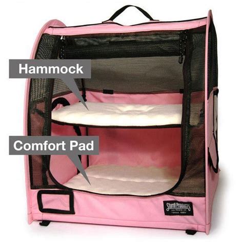 Two Level Pop Up Small Pet Carrier With Fleece Hammock And Comfort Pad