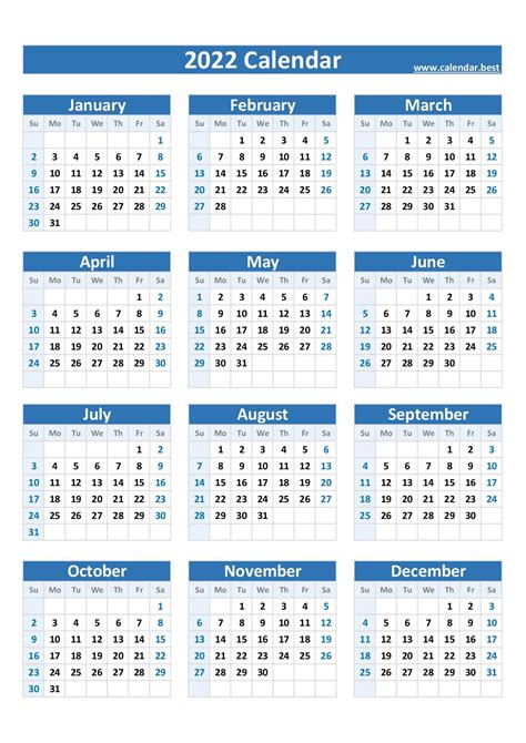 2022 Printable Yearly Calendar With Week Numbers 22ytw178 2022 United