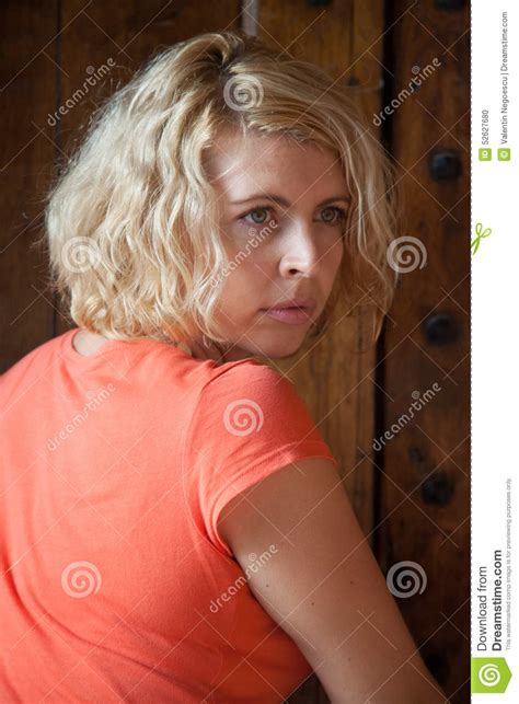 Surprised Beautiful Woman Looking Curiously Stock Photo Image Of