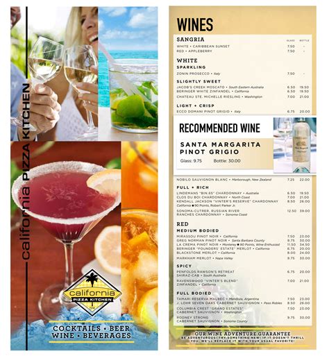 A taste of california with every bite. California Pizza Kitchen Beverage Menu | KW Design