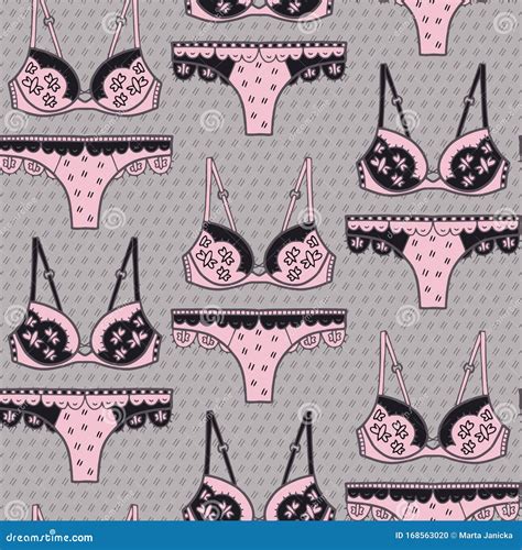 Vector Lingerie Pattern In Pink And Grey Stock Vector Illustration Of