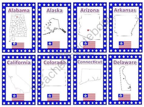 Printable List Of 50 States And Capitals 50 States Flash Cards With Images